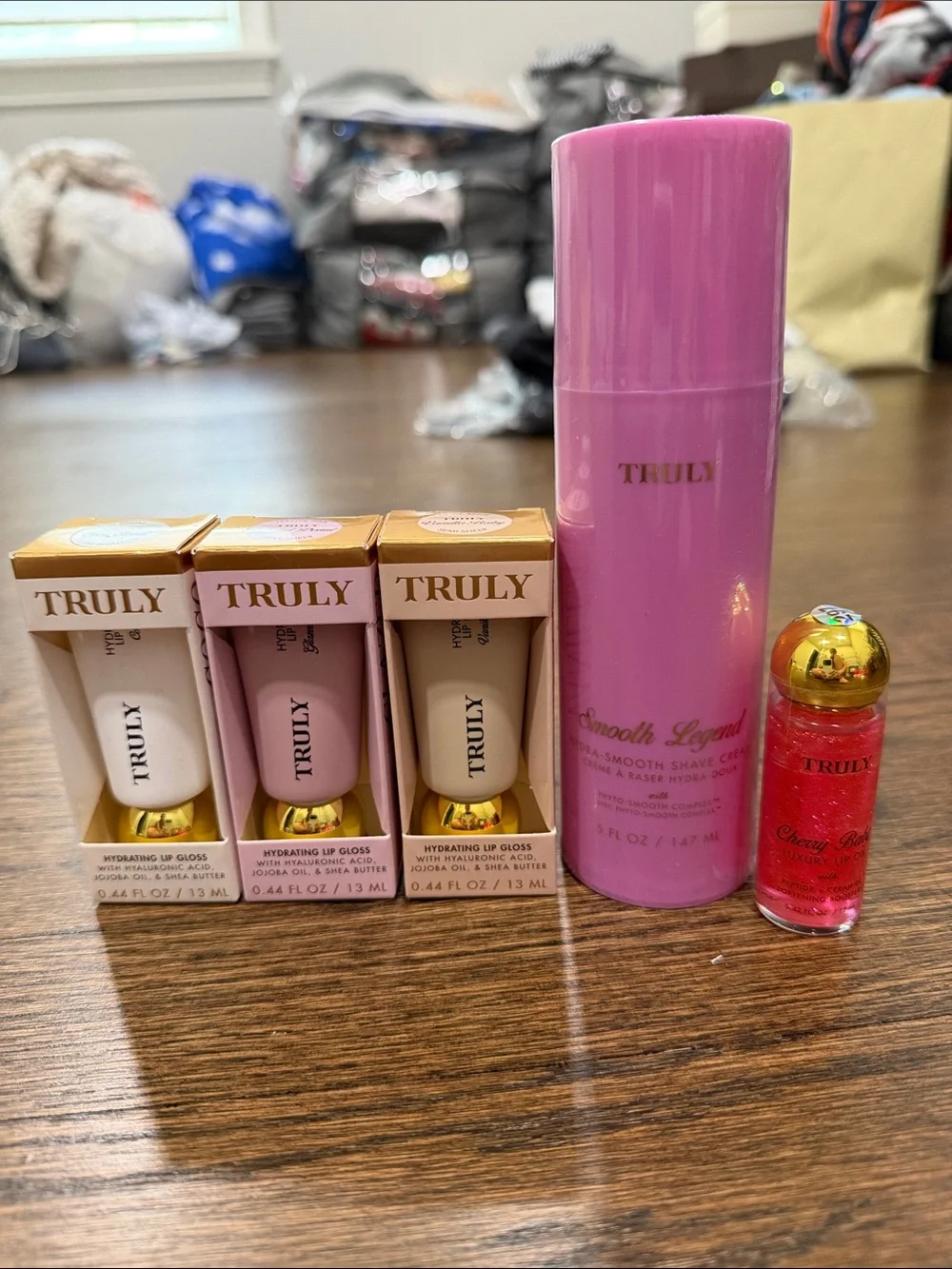 TRULY Pink Smooth Shave Cream & Assorted Hydrating Lip Gloss Trio